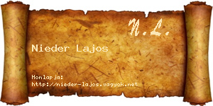 Nieder Lajos névjegykártya